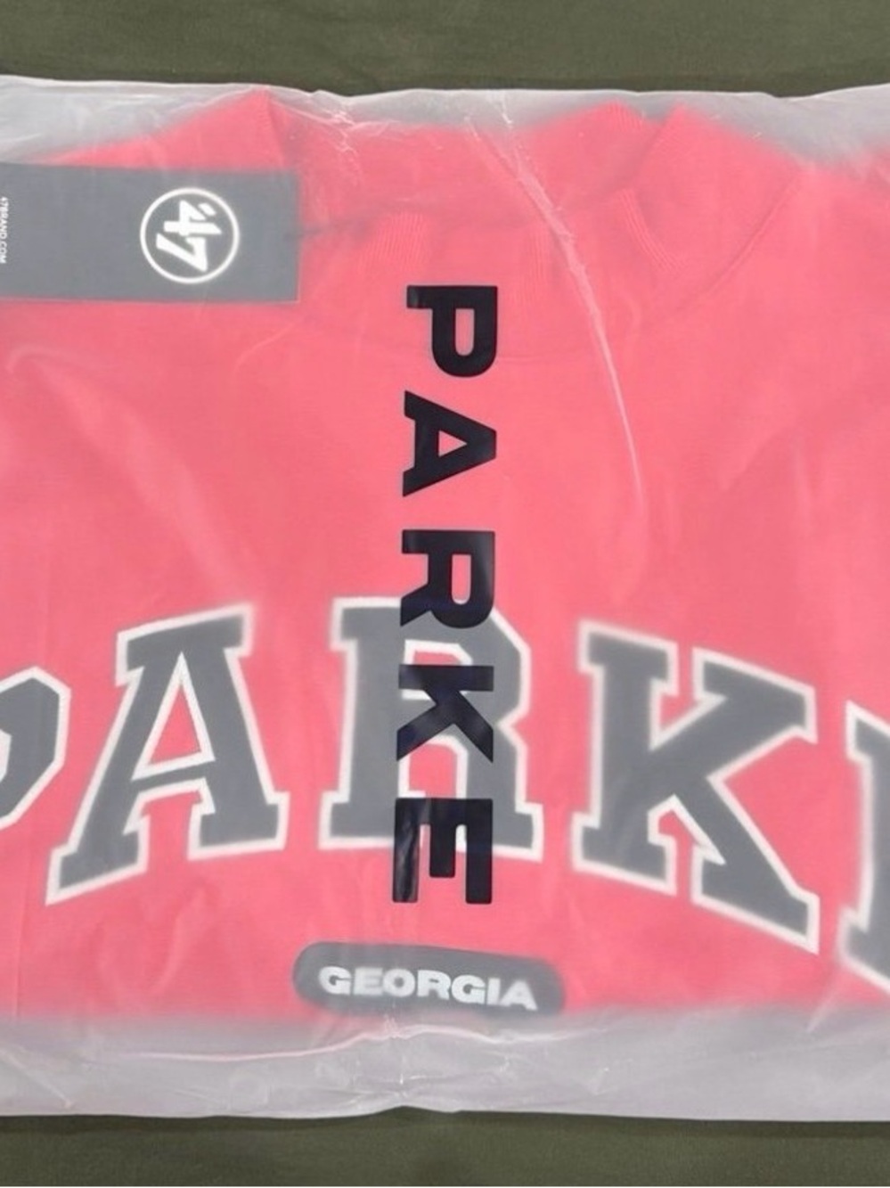 Women's Coral Crewneck Sweatshirt with PARKER Georgia Graphic